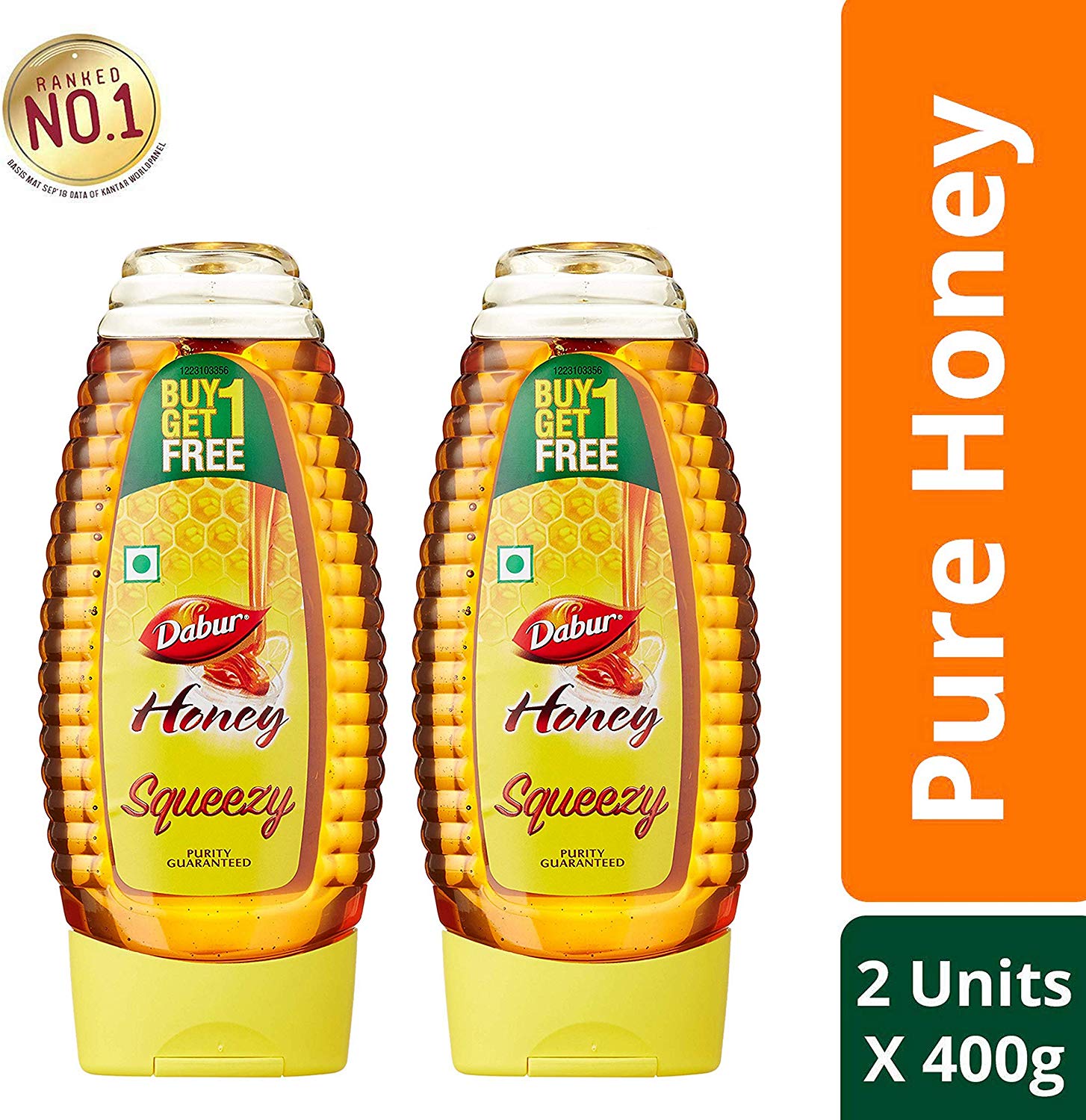 Dabur 100 Pure Honey Squeezy Pack 400g ( Buy 1 Get 1 Free) Loot