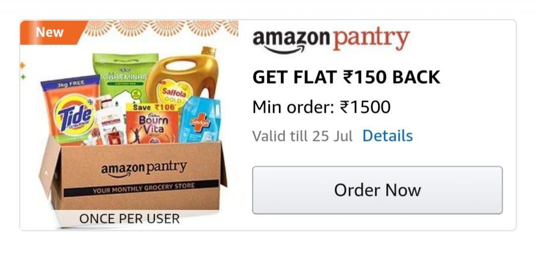 Pantry Offer today Get 150 Rs CashBack on order 1500