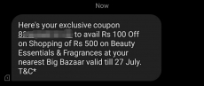 Bigbazzar get 100 rs off code by giving misscall