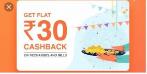 100% Cashback on FreeCharge casback up to 30 on recharge and bill payment