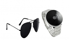 Blutech Analogue Black Dial Unisex Watch & Sunglass Combo