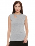 GRITSTONES Grey Melange Round Neck Top