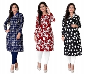 Kesari King Women’s Semi-Stitched Kurti Material -Combo Pack of 3