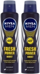 Nivea Men Fresh Power Boost Deodorant Spray (Pack of 2)