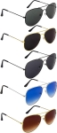 NuVew Combo Pack of 5 Aviator Unisex Sunglasses With Pouch