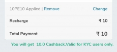 Mobikwik free 10 Rs cashback for all
