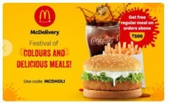 Mcdonalds : Get 20% off upto ₹250 on a min. order of ₹500 on entering your vaccination details