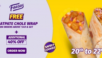 Faasos Coupons : Get FREE Chatpate Chole Wrap on order above Rs 349 + 40% OFF code