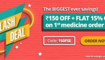 PharmEasy : Flat 15% Off + Rs.150 Off on your first order above Rs.1299