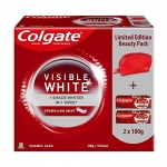 Colgate Visible Whitening White Beauty Combo (2N X 100 Gram Toothpaste, Dazzling Red Beauty Pouch)