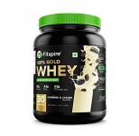 Fitspire Whey Gold Standard 100% Whey Protein Isolate | No Added Sugar | Zero Cholesterol & Gluten Free | Powder Supplement | Iso Certified – (Cookie & Cream, 1 Kg / 2.2 Lb)