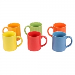 Anwaliya Vesta Tapered Ceramic Coffee Mugs, 250 Ml, Set Of 6, Pipe Multi Colour