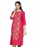 Indigo Women’S Straight Kurti (Aw-18/Ind-787A_Fuchsia_Xxl)