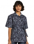 River Jj Valaya Designer Regular Fit Women’S Tops Shirt (Dbspl04Wt027_Navy_L