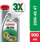 Castrol Activ 4T 20W-40 Petrol Synthetic Blend Engine Oil(0.9 L, Pack Of 1)