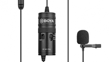 Boya By-M1 Pro Omnidirectional Lavalier Condenser Microphone With Gain Control, Headphone-Out, Noise Cancellation For Iphone Android Smartphone Dslr Camera Camcorder Audio Recorder Youtube(20Ft Cable)