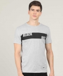 Printed Men Round Neck Grey T-Shirt