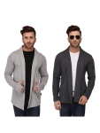 Rigo Multicolour Full Sleeve Regular Fit Cotton Long Cardigan for Men (Pack of 2)