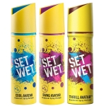 Set Wet Deodorant Spray Perfume, 150ml (Cool, Swag and Thrill Avatar, Pack of 3)