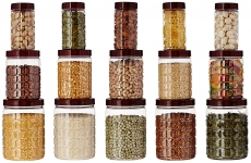 Solimo Checkered Airtight Jar Set of 15